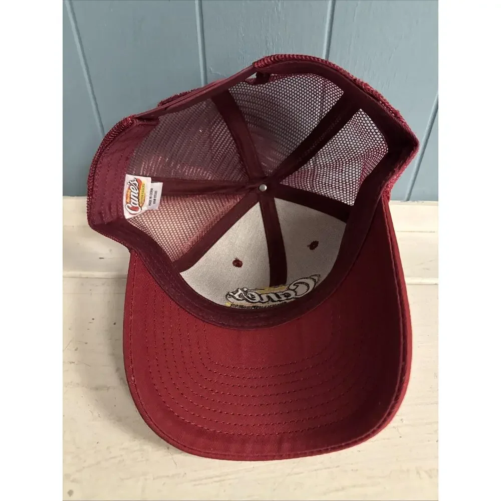 Raising Canes Snapback Trucker Hat Burgundy Adjustable Mesh Employee‎ Cap